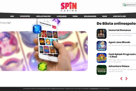 Spin Casino startsidan